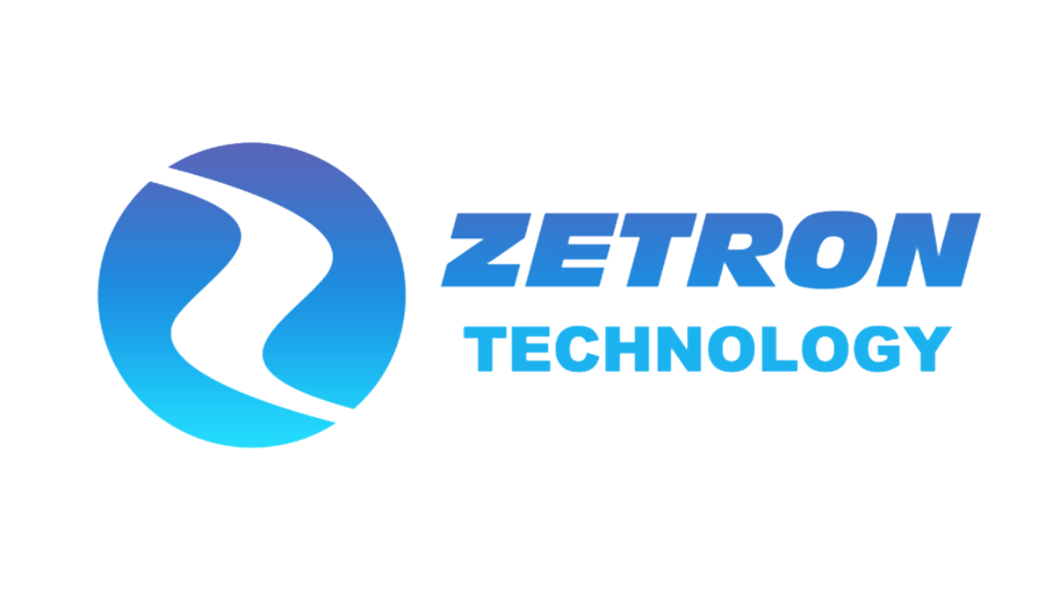 Circular logo with radial lines in blue-gray color on white background