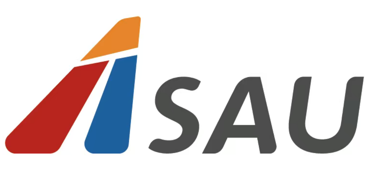 Circular logo with radial lines in blue-gray color on white background